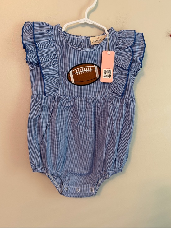 Marie Nicole Other - Marie Nicole Blue Gingham Football Appliqué Baby Bubble
